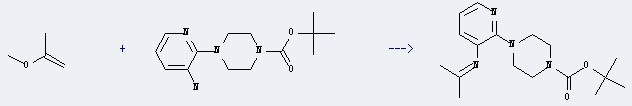 The 1-Piperazinecarboxylic acid, 4-(3-amino-2-pyridinyl)-, 1,1-dimethylethyl ester could react with 2-methoxy-propene to obtain the {2-[1-(tert-Butyloxycarbonyl)-4-piperazinyl]pyridin-3-yl}(1-methylethylidene)amine